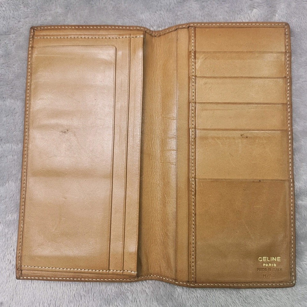 Celine Macadam Triomphe Women's Brown Leather Bifold Long Wallet Authentic - Picture 8 of 12